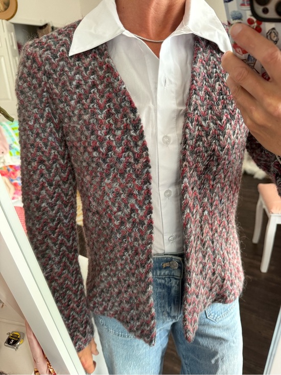 White Stag Jackets & Blazers - Vintage White Stag Mohair Blend Open Front Jacket Blazer USA Pink Gray Size M